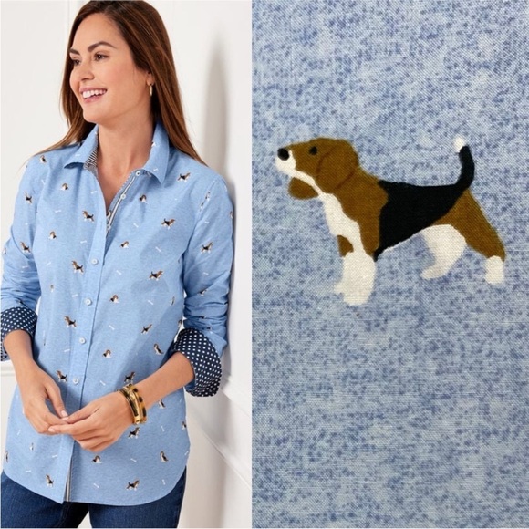 Talbots Tops - NWT Talbots Modern Classic Shirt Fetching Beagle Dog Print Size Small